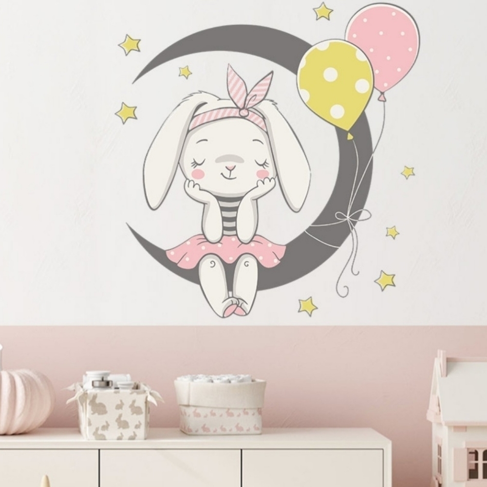 VINYL Wall Decal Moon Bunny